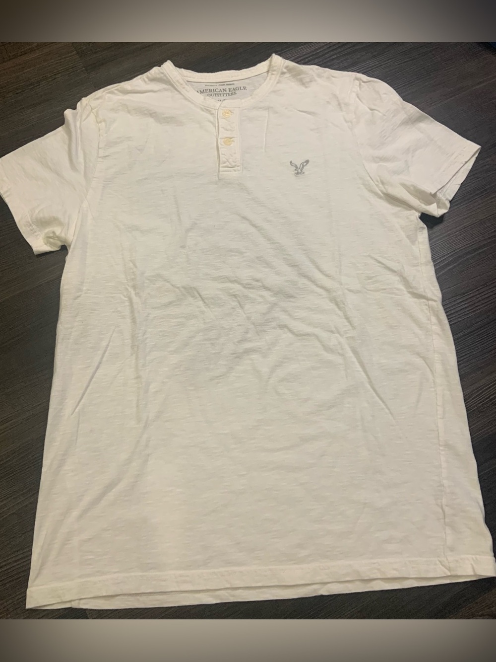 American Eagle Outfitters Off-White Short-Sleeve Henley Tee